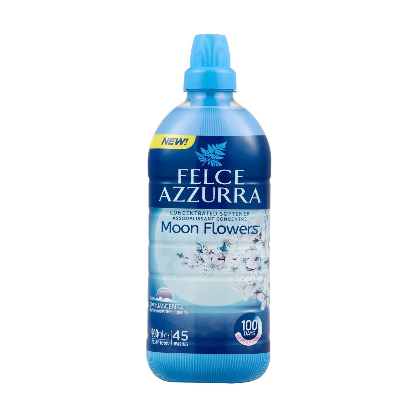 Концентрований пом'якшувач для тканин Felce Azzurra Moon Flowers, 45 циклів прання, 900 мл